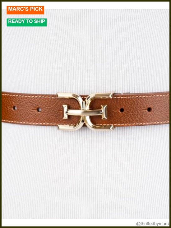 Slim Double-E Logo Plaque Buckle Leather & PU Belt main image 5